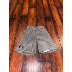 Boy's Under Armour Athletic Shorts Striped HeatGear YXS Youth Kids gray